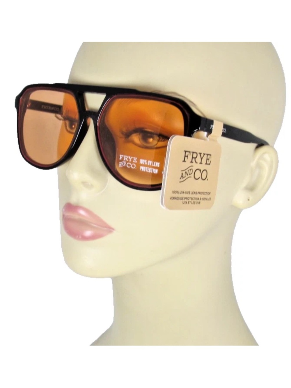 FRYE AND CO. Men’s Amber Lenses with Black Frame Aviator Sunglasses unisex retro